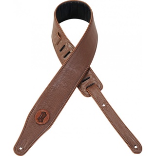 Levy's MSS17-BRN Gitarrengurt Garment Leather Top and Back Caramel Piping Foam Padding Signature Logo - Brown