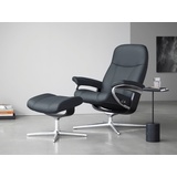Stressless Stressless® Relaxsessel Consul, mit Cross Base, Größe S, M & L, Holzakzent Schwarz, blau 78 cm x 97 cm x 70 cm