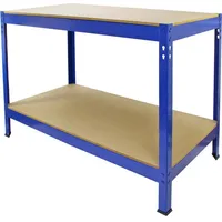 MONSTER SHOP Werkbank Werktisch Arbeitstisch Tisch Werkstatttisch Garage Aufbewahrung Aufbewahrungstisch Werkstatt Werkstatttisch Montagewerkbank Blau Lager Montagetisch