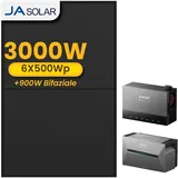 Anker Solarbank 3 E2700 Pro mit Power Dock Multisystem, mit 6 x 500 JA Solar Bifaziale Solarmodule, by Powerness