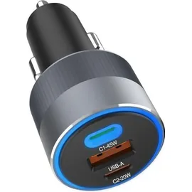 forcell F-ENERGY Alu Autoladegerät 2 x Typ C + USB A PD QC4.0 SFC2.0 4.5A 65W grau