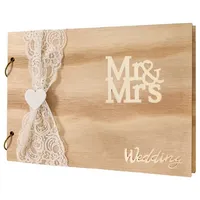 Intirilife Gästebuch Hochzeit Mr & Mrs DIY Hochzeitsbuch Holz