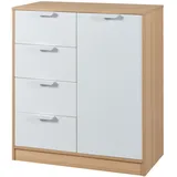 [en.casa] Kommode Varkaus 90x80x40 cm Eichenoptik/Weiß