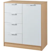 [en.casa] Kommode Varkaus 90x80x40 cm Eichenoptik/Weiß