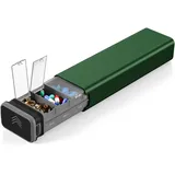 Tablettenbox 7 Tage,Kursoaya Tägliche Pillendose für 7 Tage, Hochwertiges Aluminium,Pillenbox für Vitamine, Medikamente, Nahrungsergänzungsmittel (Jäger Grün)