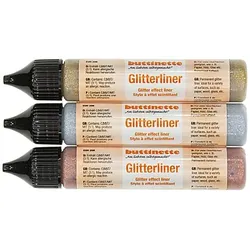 buttinette Glitterliner, gold-silber-kupfer, 3x 28 ml