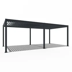 Weide E-Deluxe | elektrische Pergola mit LED | Voll Aluminium | 3,6 x 7,2 M | motorisiertes Lamellendach anthrazit