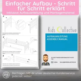 Kids Collective Hochbett 90 x 200 cm Kiefer weiß