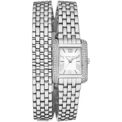 Quarzuhr MICHAEL KORS "EMERY", silber (silberfarben), Armbanduhren, Damen, Armbanduhr, Damenuhr, analog, Edelstahlarmband zum Wickeln