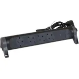 Legrand Drehbare Steckdosenleiste, 4-fach Steckdose, Mehrfachsteckdose, integrierter Überspannungsschutz mit Statusanzeige (SPD), 1,5m Kabel, Schwarz/Dunkelgrau, 694511