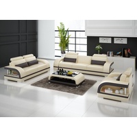 JVmoebel Sofa Luxuriöse weiße Sofagarnitur Leder Polstermöbel 3+2 Set Neu, Made in Europe beige