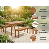 prestige home living outdoor 3tlg. Gartensitzgruppe Brian aus 100% Akazienholz, ca. 240 x 180 x 85 cm - Hellbraun