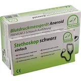 Medi-Inn Blutdruckmessgerät Aneroid Premium 2-Schlauch-System (RR + Stethoskop schwarz)