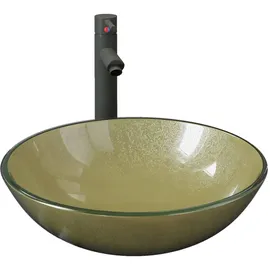 vidaXL Badezimmer Waschbecken Einhandmischer Gold