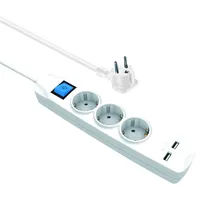 Maxtrack 3-Fach Steckdosenleiste mit 2xUSB – NV56-3WL, Verlängerungskabel, Mehrfachstecker, Flachstecker Mehrfachsteckdose, Schutzkontaktstecker, Berührungsschutz, 3 m