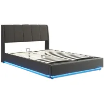 [en.casa] LED Polsterbett Tröstiar 160x200cm Schwarz [en.casa]