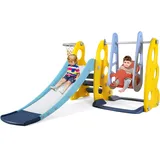 4 in 1 Kinder Spielplatz, Kinderrutsche mit Schaukel, Kinderspielplatz Schaukel und Rutsche, Multifunktionales Kinder-Schaukel-Set, mit 150 cm Rutsche, Kinderrutsche Indoor, Rutsche Outdoor