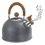 Wasserkessel Flötenkessel,2.5L Edelstahl Wasserkocher Induktion,22*19cm,Grau