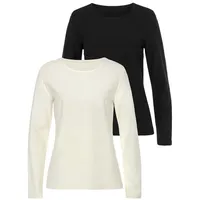 LASCANA Langarmshirt Damen creme, schwarz Gr.40/42