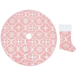 vidaXL Luxus-Weihnachtsbaumdecke mit Socke Rosa 122 cm Stoff