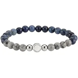 Armband LIEBESKIND BERLIN "Schmuck Geschenk Armkette Zugarmband, Edelsteine", edelstahlfarben, grau, blau, bunt, Armbänder, Damen, Edelstahl-Polyurethan, Edelstahl, Polyurethan, mit Edelsteinen
