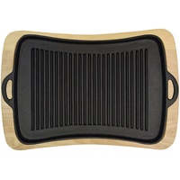 Jim Beam BBQ Grillplatte, mit Holzuntersetzer, 40x43 cm schwarz