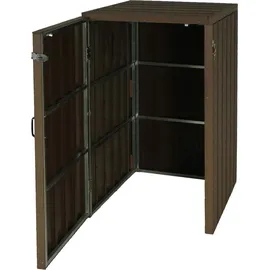 MCW 1er WPC-Mülltonnenverkleidung MCW-J28, Premium Mülltonnenbox, Metall Holzoptik, erweiterbar ~ Gartenschrank, J28-1er