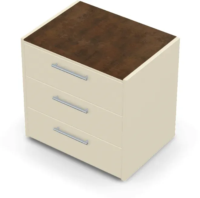 Brabura CT 90 Schubladenmodul - Iron Corten / Perle Blanche / Silberner Griff
