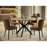 WFL GROUP Esstisch Valeo (erhältlich in zwei Größen – 100/120 cm, ausziehbar auf 180/200 cm), platzsparender Tisch in Holzoptik für Küche, Esszimmer oder Wohnzimmer braun 100 cm x 76 cm x 100 cm