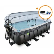 EXIT TOYS Black Leather Pool Set 400 x 200 x 122 cm inkl. Sandfilterpumpe und Abdeckung + Zubehörset