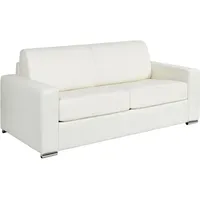 Schlafsofa mit Matratze 3-Sitzer - Liegefläche 140 cm - Matratze 22 cm - Büffelleder - Weiß - CALITO