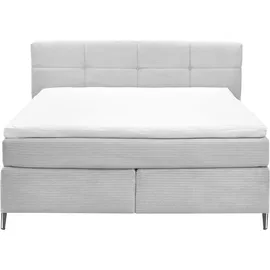 Set One by Musterring Boxspringbett "Fairfield", grau (hellgrau), B:204cm L:218cm, 92% Polyester, 8% Nylon, SET ONE BY MUSTERRING, Komplettbetten, Boxspringbett, mit Metallfuß schwarz, Wendematratze, Breite 160 oder 180 cm