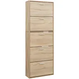 [en.casa] Sykkylven 169 x 60 x 24 cm mit 5 Klappen Sonoma-Eiche beige / beige