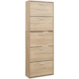 [en.casa] Sykkylven 169 x 60 x 24 cm mit 5 Klappen Sonoma-Eiche beige / beige