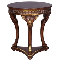 Casa Padrino Beistelltisch Luxus Barock Beistelltisch Braun / Gold - Runder Massivholz Tisch im Barockstil - Prunkvolle Barock Möbel