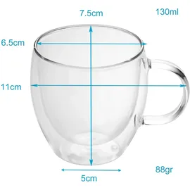 Intirilife Doppelwandiges Thermoglas 0,1 l 4-tlg.