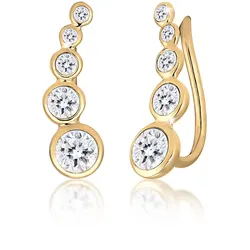Paar Ohrstecker ELLI "Ohrklemme Earclimber mit Kristalle", gold (gold, weiß), Ohrringe, Damen, mit Steinen, Silber 925 (Sterlingsilber)