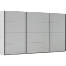 otto home Schwebetürenschrank Kleiderschrank Schrank Garderobe AGORDO mit Dekor- oder Hochglanzfront (Breiten 203/271/315/360 cm in drei Griff-Farben - NEU: Farbe SCHWARZ) durchdachte Innenausstattung, in 4 Breiten und 2 Höhen MADE IN GERMANY grau 360 cm