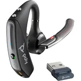HP Poly Voyager 5200 + BT700 dongle (Kabellos, USB-A, Microsoft Teams, Skype), Office Headset, Schwarz