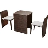 vidaXL Polyrattan Bistro Set 3-tlg. braun inkl. Auflagen 42881