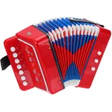 QUARKZMAN Knopfakkordeon 10 Tasten Knopf Ziehharmonika Mini Musikinstrument Geschenke für Anfänger Erwachsene Anfänger Bildung, Rot