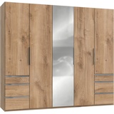 fresh to go Level 250 x 216 x 58 cm Plankeneiche Nachbildung mit Spiegeltüren und Schubladen
