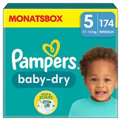 Pampers® Windeln baby-dryTM Monatsbox Größe Gr.5 (11-16 kg) für Babys und Kleinkinder (4-18 Monate), 174 St.