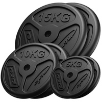 Slim Guss Hantelscheiben-Set Gewichte mit ø30/31 mm Bohrung | Set 60 kg / 2 x 15 kg + 2 x 10 kg + 2 x 5 kg - Marbo Sport
