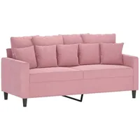 vidaXL Sofa 2-Sitzer, Loungesofa Couch mit Armlehnen Rückenkissen, Wohnzimmersofa Designsofa mit Metallgestell, Sitzmöbel Zweisitzer, Rosa Samt