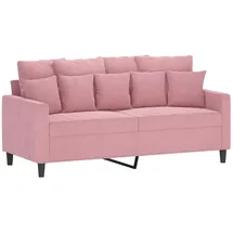 vidaXL Sofa 2-Sitzer, Loungesofa Couch mit Armlehnen Rückenkissen, Wohnzimmersofa Designsofa mit Metallgestell, Sitzmöbel Zweisitzer, Rosa Samt