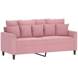 vidaXL Sofa 2-Sitzer, Loungesofa Couch mit Armlehnen Rückenkissen, Wohnzimmersofa Designsofa mit Metallgestell, Sitzmöbel Zweisitzer, Rosa Samt