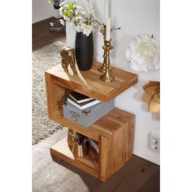 FineBuy S Cube Braun Akazie 44 x 59 x 30 cm