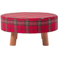 Homescapes Hocker, Rot, Textil, Kariert, Rund, 62x30x62 cm, Wohnzimmer,