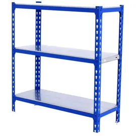 Proregal Schwerlastregal Small Metal Shark HxBxT 100 x 100 x 40 cm Fachlast 180 kg Blau-Verzinkt